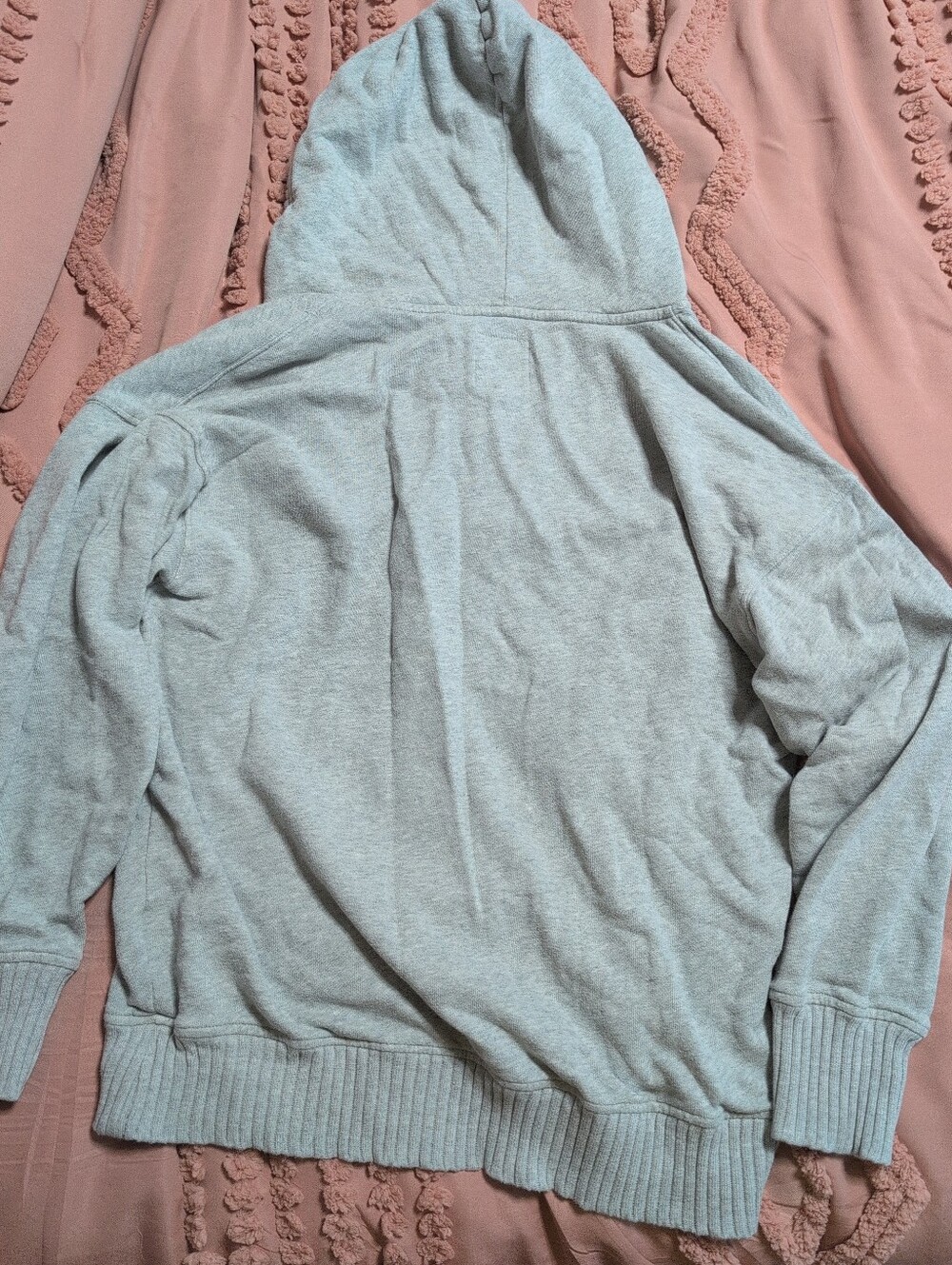 AE Aerie Pullover V Neck Ribbed Hoodie Gray Womens Sz Small Sweatshirt - Picture 2 of 2